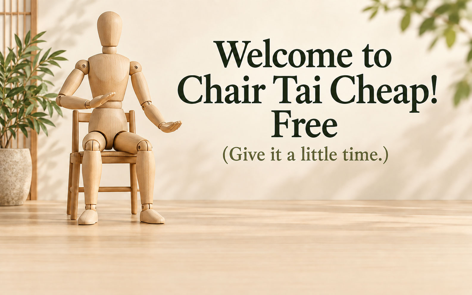 Wooden mannequin. Welcome to Chair Tai Cheap! (Give it a little time.)