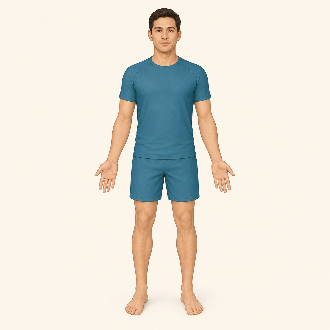 Front-facing male figure for body awareness